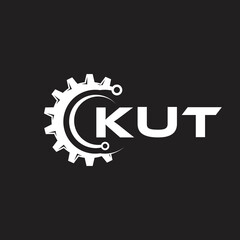 KUT letter technology logo design on black background. KUT creative initials letter IT logo concept. KUT setting shape design.
