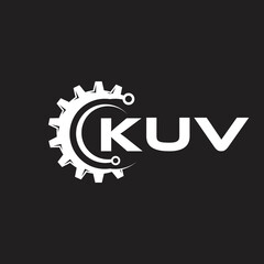 KUV letter technology logo design on black background. KUV creative initials letter IT logo concept. KUV setting shape design.
