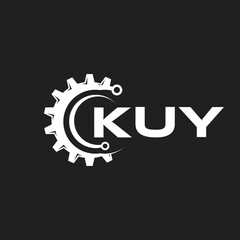 KUy letter technology logo design on black background. KUy creative initials letter IT logo concept. KUy setting shape design.
