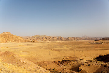 Fototapeta na wymiar View to Sinai desert with empty blue sky