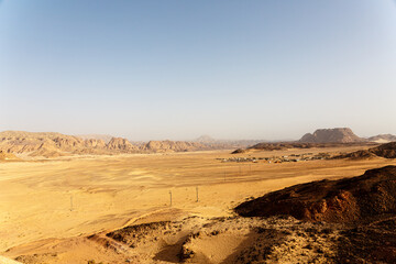 View to Sinai desert with empty blue sky