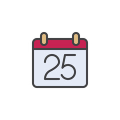 Calendar day 25 filled outline icon