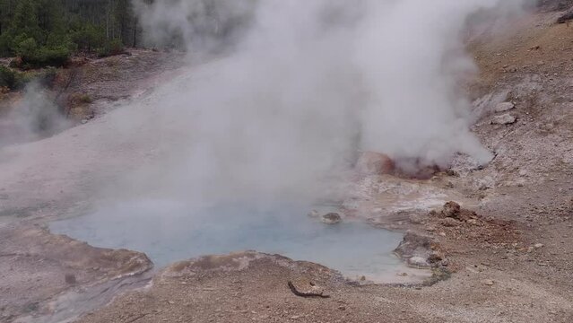 Blue Pool Hot Springs in Supervolcano Yellowstone National Park Wyoming