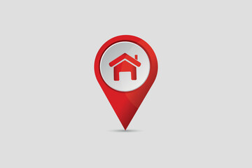 Home location marker with Red pin icon