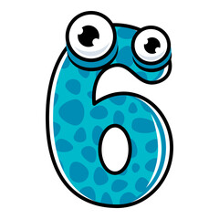 6.Funny Monsters Colorful Numbers, Cute Fantasy Aliens in the Shape of Numerals. Cartoon numbers from 0 to 9 icons are made in the form of human figures with big eyes and face. Arabic numerals. Vector