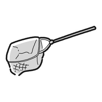recommend clip art: すくい網のイラスト（白黒）