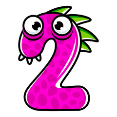 2.Funny Monsters Colorful Numbers, Cute Fantasy Aliens in the Shape of Numerals. Cartoon numbers from 0 to 9 icons are made in the form of human figures with big eyes and face. Arabic numerals. Vector