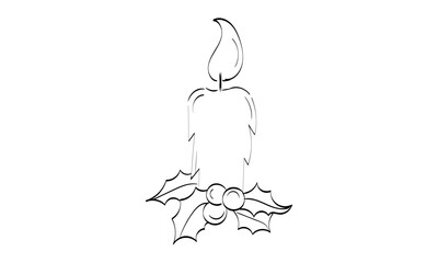 Vintage Holiday Icon. Hand Drawn outline Christmas Illustration. Vector element for Christmas Design