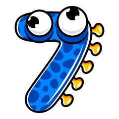 7.Funny Monsters Colorful Numbers, Cute Fantasy Aliens in the Shape of Numerals. Cartoon numbers from 0 to 9 icons are made in the form of human figures with big eyes and face. Arabic numerals. Vector