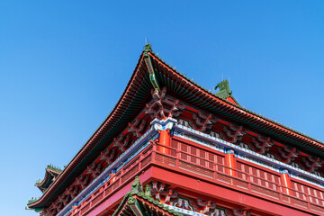 Fototapeta na wymiar Intricate designs on the roofs of buildings in the Forbidden City