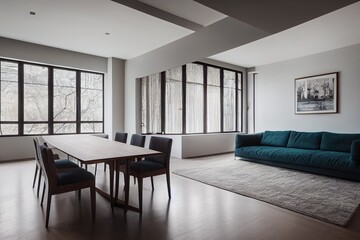 Light and spacious flat in new style with large sofa, dining set and open kitchen