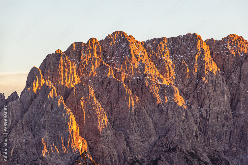 Sticker Mountain peak in the sunset