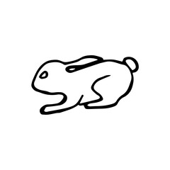 Vector illustratsion. Merry Christmas. Rabbit black line in white background