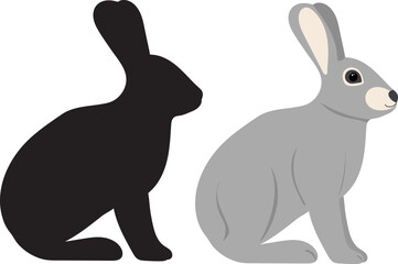 rabbit, hare black silhouette design isolated