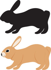 rabbit, hare black silhouette design isolated vector