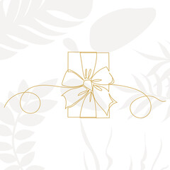 gift drawing by one continuous line, vector