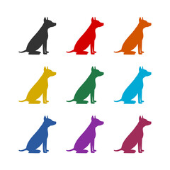 Dog sitting icon isolated on white background. Set icons colorful