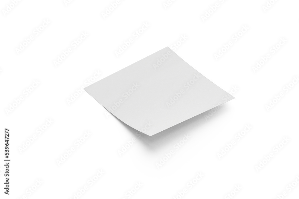 Poster empty blank white stick note mockup isolated on white background. 3d rendering.