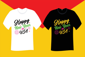 Happy New Year in USA T Shirt Design