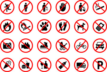 Big set of useful prohibited signs.
