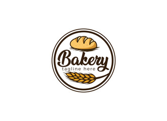 Fresh bread and bakery logo design concept. Croissant bakery logo