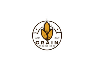 simple wheat / grain vector icon logo design