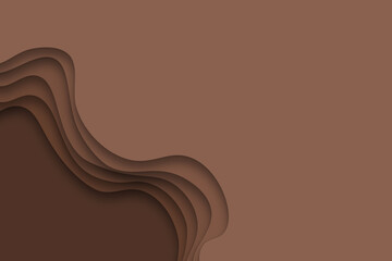Modern chocolate brown 3d paper cut background with free space