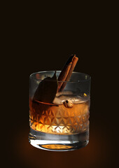 Old Fashioned Cocktail on Dark Background
