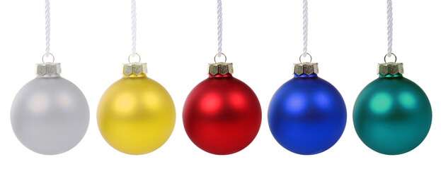 Christmas decoration ornament with colorful balls baubles isolated on a white background