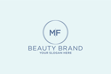 feminine floral letter MF. beautiful caligraphic monogram flourish leaf boutique logo vector template stock illustration 