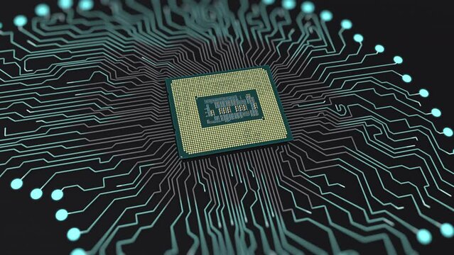 Processor-based electronic brain, artificial intelligence concept. Microcircuits, the passage of an electric impulse.