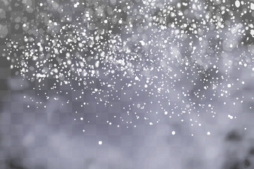 Naklejka na ściany i meble Natural Winter Christmas background with sky, heavy snowfall, snowflakes in different shapes and forms, snowdrifts. Winter landscape with falling christmas shining beautiful snow. vector.