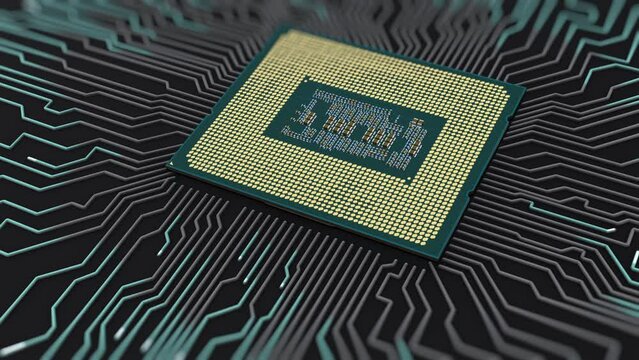 Processor-based electronic brain, artificial intelligence concept. Microcircuits, the passage of an electric impulse.