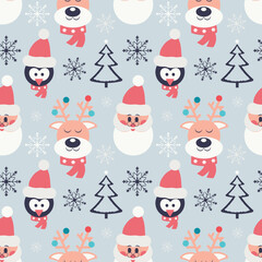 Christmas seamless pattern. Holiday wrapping paper background. 