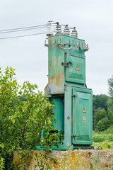 old high voltage transformer and power line