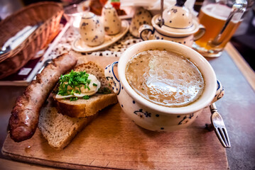 Zurek, Polish traditional soup with eggs and sausage