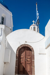 Wooden door to greek orthodox church - 539651676