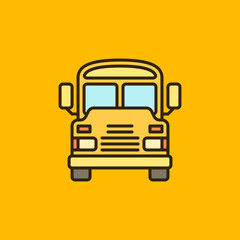 Yellow School Bus colored icon. Schoolbus vector sign