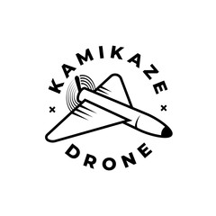 Kamikaze drone with propeller logo design. An unmanned aerial vehicle with a bomb.