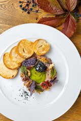 pate with croutons in a restaurant
