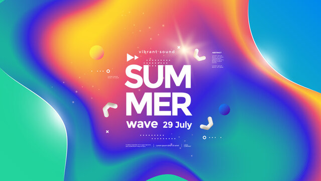 Summer fluid background with colorful gradients. Abstract geometric shape and liquid color. Vector illustration