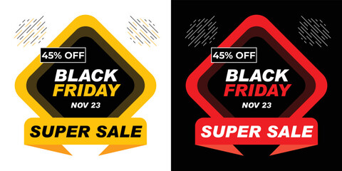 Obraz premium Black Friday Super Sale Banner or Poster Vector Design