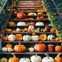 pumpkins for sale at stairs market