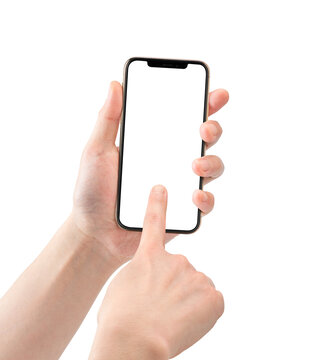 指でスマートフォンをタッチ操作する_タップ_スワイプ（背景透過／スマホ画面透過）合成用切り抜きpng素材