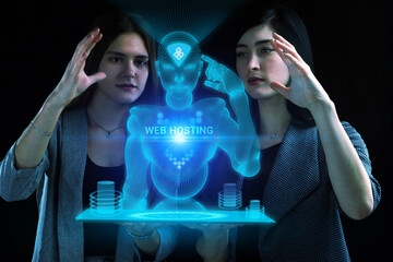 Business, Technology, Internet and network concept. Young businessman working on a virtual screen...