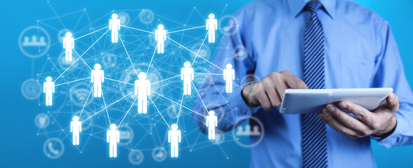 Human resources. Social network with people icons