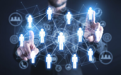 Human resources. Social network with people icons