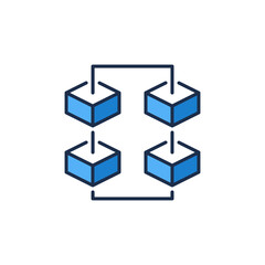 Obraz premium Blockchain with Four Blocks vector concept blue icon or sign