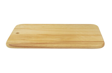 Natural wooden cutting board isolated on white background.