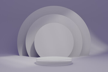 A high resolution 3D background, special pedestal podium on lavender background, for branding and product presentation. Minimal showcase 3D render advertisement.